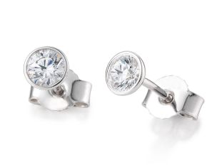 Saint Maurice Ohrstecker Solitär 14kt Weißgold Diamanten 0,30ct 