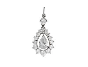 Anhänger Vintage 18kt Weißgold 3,0g Diamanten 1,6ct Bj.1970 Handarbeit