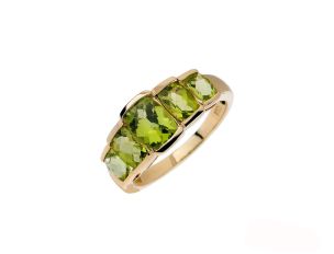 Ring Band 8kt Gelbgold Farbsteine grün 3,7g