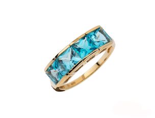 Ring Band 8kt Gelbgold Farbsteine blau