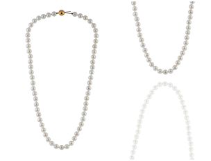 Collier Akoya Zuchtperlen 6,5mm Diamanten Länge 440mm 