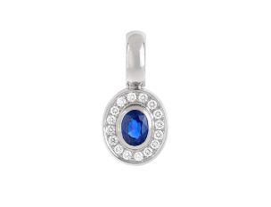 Anhänger 18kt Weißgold Diamanten 0,32ct Saphir 