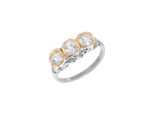 Ring 14kt Weißgold 14kt Gelbgold Diamanten 0,70ct 3,7g 