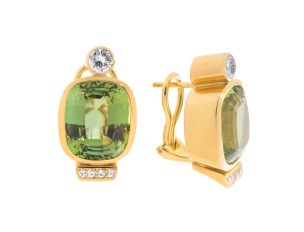 Ohrschmuck 18kt Gelbgold Diamanten 0,50ct Minzturmalin 18,00ct