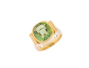 Ring 18kt Gelbgold Diamanten 0,25ct Minzturmalin 14,00ct 24,7g