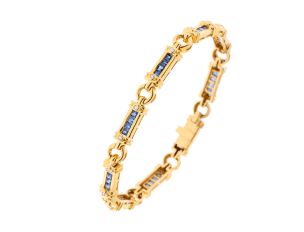 Armband 18kt Gelbgold Diamanten 0,18ct Saphir 180mm 