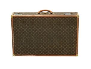 Louis Vuitton Reisekoffer Alzer 80 Monogram Canvas Orient Express Aufkleber sehr gut Vintage