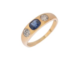 Ring 14kt Gelbgold Diamanten 0,60ct Saphir 3,5g