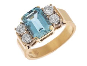 Ring Band 14kt Gelbgold Diamanten 0,40ct Spinell 7,5g