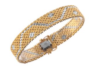 Armband Design 18kt Gelbgold 18kt Weißgold 55,4g 185mm