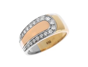 Ring 18kt Gelb/Rosé/Weißgold 5,5g Diamanten 0,28ct 
