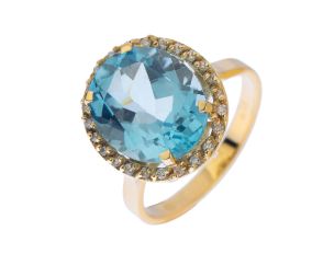 Ring Design 14kt Gelbgold 3,9g Diamanten 0,065ct Topas