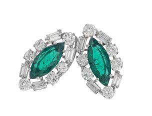 Anhänger 18kt Weißgold 4,1g Diamanten 1,60ct Smaragde