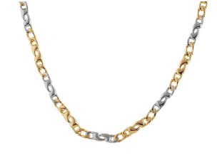 Halskette Design 18kt Gelbgold 18kt Weißgold 33g 500mm Handarbeit