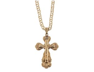 Halskette mit Anhänger Kreuz 14kt Gelbgold 83g 580mm Handarbeit