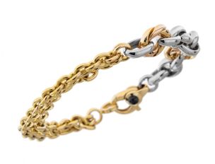 Armband Bicolor 18kt Gelbgold 18kt Weißgold 15,4g Onyx 185mm Handarbeit