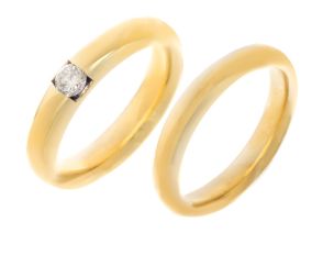 Trauringe 14kt Gelbgold 17,0g Diamant 0,20ct