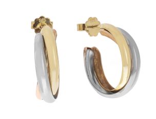 Ohrschmuck Creolen Tricolor 14kt Gelbgold 14kt Weißgold 14kt Roségold 5,3g