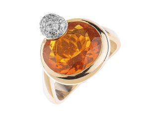 Ring 18kt Gelbgold 18kt Weißgold 12,4g Diamanten 0,40ct Feueropal 4,77ct Handarbeit mit Box