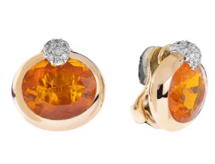 Ohrschmuck 18kt Gelbgold 18kt Weißgold 16,6g Diamanten 0,48ct Feueropal 7,73ct Handarbeit mit Box