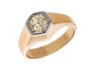 Ring Solitär 18kt Gelbgold 18kt Weißgold 8,7g Diamant 0,90ct 