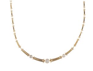 Halskette 18kt Gelbgold 31,6g Diamanten 1,15ct 400mm Handarbeit