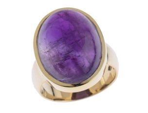 Ring Design 14kt Gelbgold 12,4g Amethyst Cabochon 