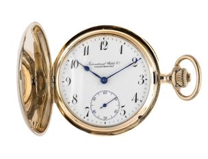 IWC Taschenuhr Savonette 14kt Gelbgold Handaufzug 48mm 1910 sehr gut Vintage