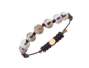 Gellner Armband Textil Tahiti Zuchtperlen 18kt Roségold 17,0g Diamanten 0,50ct mit Box