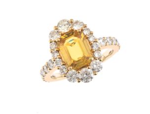 Ring 18kt Gelbgold 7,3g Diamanten 1,75ct Chrysoberyll 6,00ct