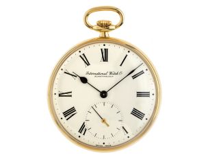 IWC Taschenuhr 18kt Gelbgold Handaufzug 45mm sehr gut Vintage
