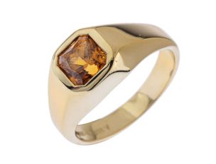 Ring Solitär 18kt Gelbgold 17,2g Mandarin Granat