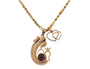 Halskette mit Anhänger 916 Gelbgold Zirkonia 34,2g Handarbeit