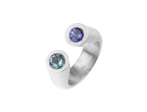 Ring DUO 18kt Weissgold mit Tansanit und Aquamarin Design Katja Luppold mit Zertifikat über 4.900.-€