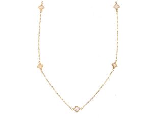 Palido Halskette Anhänger Blumen 14kt Gelbgold 2,4g Perlmutt 450mm 