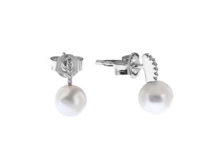 Palido Ohrstecker 14kt Weißgold 0,8g Diamanten 0,03ct Süßwasserperle
