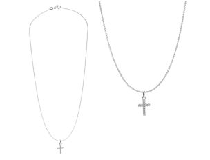 Palido Halskette Anhänger Kreuz 18kt Weißgold 2,0g Diamanten 0,06ct