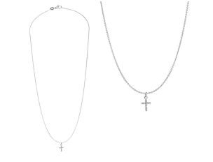 Palido Halskette Anhänger Kreuz 18kt Weißgold 1,5g Diamanten 0,02ct 