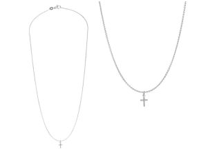 Palido Halskette Anhänger Kreuz 18kt Weißgold 1,6g Diamanten 0,02ct