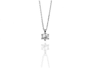 Halskette Solitär 18kt Weißgold 2,2g Diamant 0,70ct 420mm