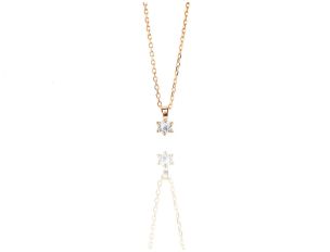 Halskette Solitär 18kt Roségold 1,7g Diamant 0,25ct 420mm 