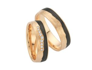 Fischer Trauringe 14kt Apricotgold Carbon 12,8g Diamanten 0,06ct