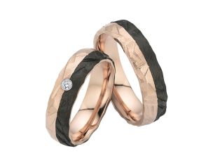 Fischer Trauringe 14kt Caramelgold Carbon 13,0g Diamant 0,03ct