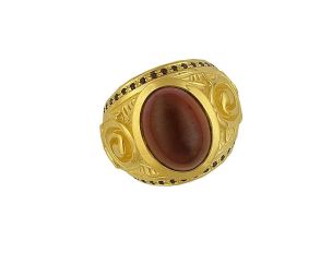 Drachenfels Ring "Little Gardener" Gelbgold Granat Neu