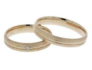 Fischer Trauring 14kt Apricotgold 7,3g Diamant 0,02ct