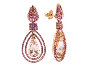 Ohrschmuck 18kt Roségold 10,2g Saphire 2,18ct Morganite  