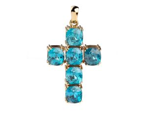Anhänger Kreuz 18kt Gelbgold Zirkone 36ct 