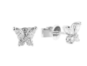 Ohrschmuck Schmetterling 18kt Weißgold 1,9g Diamanten 0,39ct 