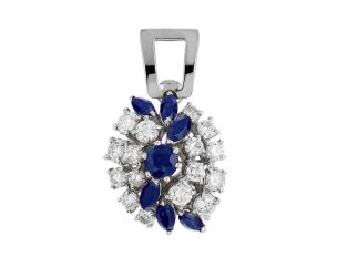 Anhänger 14kt Weißgold Diamanten 0,95ct Saphir 