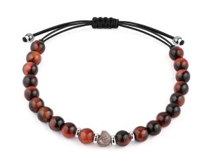 Facet Armband Edelstein Perlen Tigerauge 18kt Weißgold 8,0g 